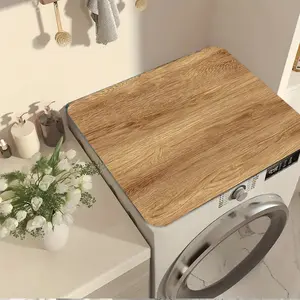 1pc of 2D Flat Washer And Dryer Top Protection Mat - a Versatile Dish Drying Mat. Features a Wood Grain, Rustic Design, Ideal for Coffee Machines, Kitchen Countertops, And Laundry Room Decor. It Has an Anti-Slip Base And a Soft Surface