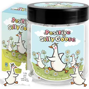 Jar with 60 Affirmation Cards, Emotional Support Goose, Silly Goose Gifts For Women, Mini Desk Goose, Stocking Stuffers For Teen Girls, Teen Girl Gifts Trendy Stuff, Funny Gift