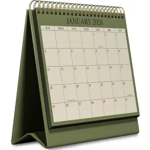 Desk Calendar 2026 - Runs January 2026 until June 2027 - Beautiful Small Flip Desktop Calendar for Easy Organizing, 6" x 8", Green