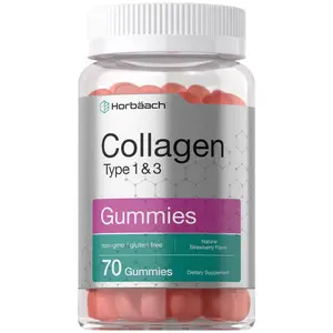 Horbäach Collagen Gummies | 70 Count | Strawberry Flavored Gummy | Hydrolyzed Collagen Type 1 and 3 | Non-GMO, Gluten Free
