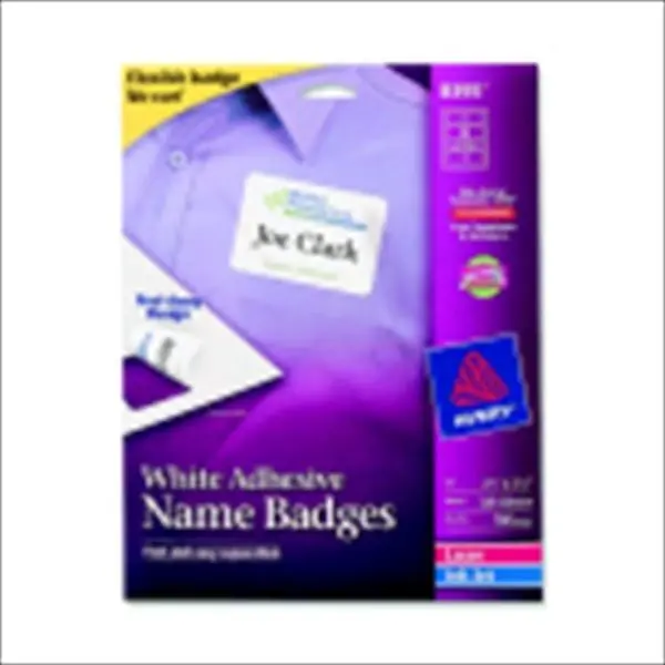 Avery Self-Adhesive Identification Name Badge - Plain White, 160-Pack, Laser/Inkjet Print Compatible, Peel-Away Backing, Printer Tray Feed, PVC-Free Decals