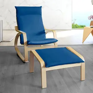 Velvet Navy Blue Chair and Ottoman Covers, Compatible with IKEA Poang