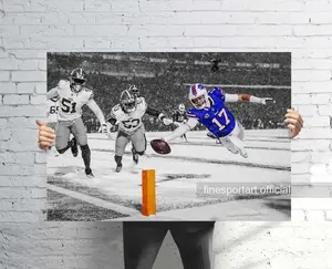 Josh Allen "The Leap" Touchdown Unframed Poster - Buffalo Football Quarterback Action Print - High-Speed Dive Wall Art - Football Fan Gift Decor - QB1 Legend outdoorfun