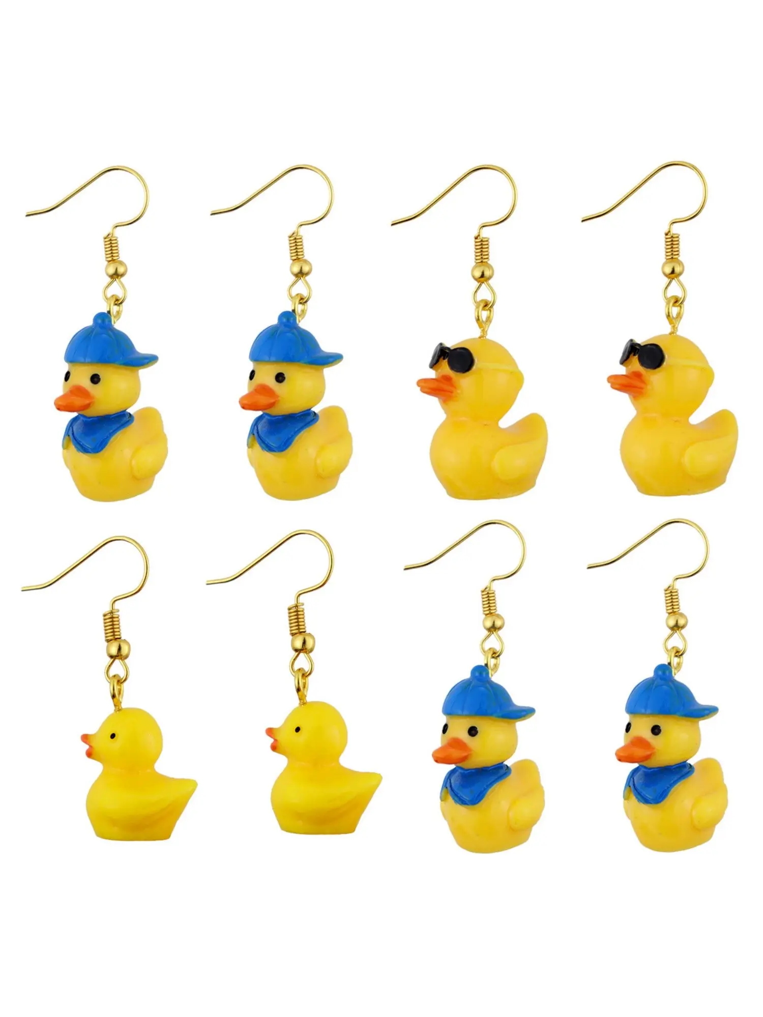 Fashion 3D Duck Earrings Set, Cool Cartoon Animal Ear Hook Design, Cute Ducky Jewelry for Women, 3 Pairs Pack, Fashionable Earrings