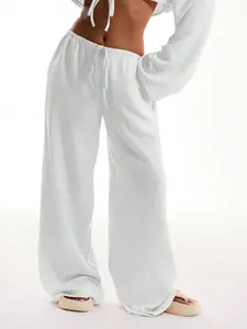 Women's Solid Wide Leg Pants, Casual Lounge Pants, Comfy Baggy Trousers for Daily Wear, Ladies Bottoms for All Seasons