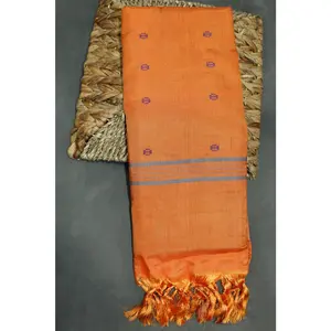 Orange Vaazhai Naar (Banana Pith) Saree with Small
