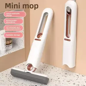 Mini Handheld Foldable Sponge Mop – Multipurpose Wet & Dry Cleaning Tool with Squeeze Handle for Car, Desktop, Bathroom, and Household Use