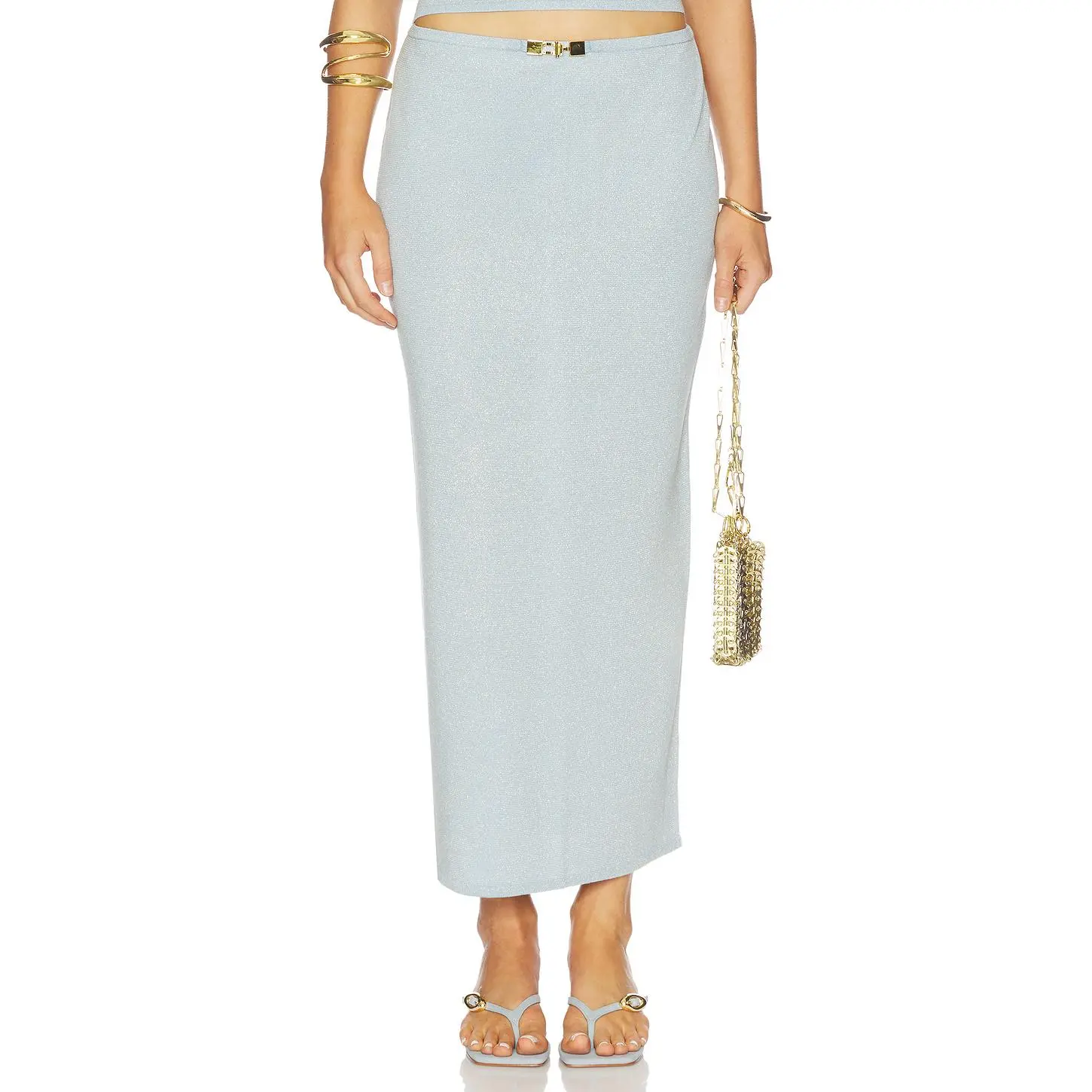 Kapri Mina Maxi Skirt in Blue Knit