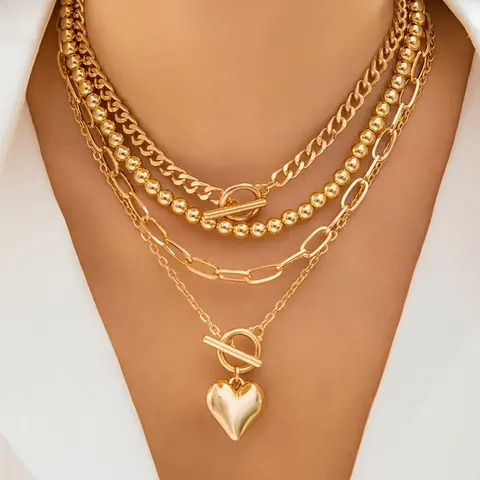 Women's Boho Shell Necklace Set, Dainty necklaces, Dainty Layering Jewelry, Necklace Stack, Geometric Ot Clasp Short Heart Pendant Jewelry, All-Season Versatile Accessories for Women, Fashionable Jewelry Accessories