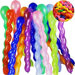 Spiral Balloon Mixed Color 100 pcs, 40 Inches Latex Twisted Long Balloon for Boys Girls Birthday Party Decoration