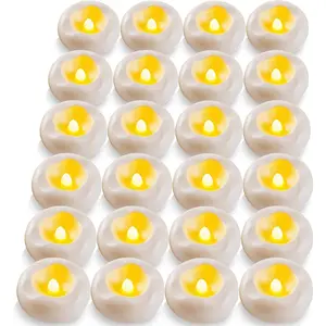 Floating Candles Water-Activated Flameless LED Candle 160+ Hours Waterproof Plastic 2.3" White Battery Operated Candle for Centerpieces Cylinder Vases Table Decorations Wedding Pool Party 24 Packs