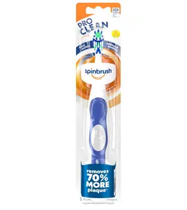 Spinbrush PRO CLEAN Battery Powered Toothbrush with Soft Bristles - Gold or Blue Color May Vary