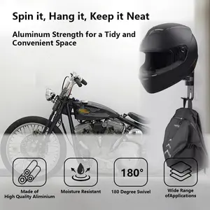 Helmet Holder Wall Mount, Helmet Hook Display Stand, 180 Degree Keychain Organizer, Suitable for Football Helmets, Bike Helmets, Wall Mounted Storage, Wall Mount Compatible, Storage Hooks