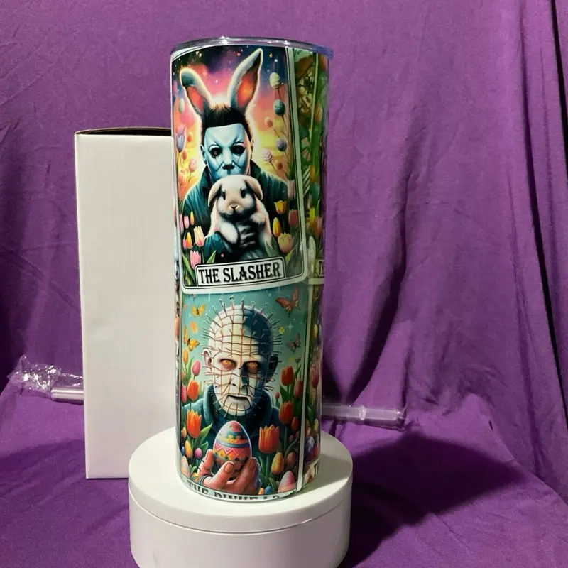 Easter Horror 20 OZ Tumbler - Decorative Design with Bunny and Zombie Illustrations - Bottle, Drinkware