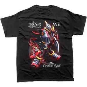 Shadow The Hedgehog And The Black Knight Crimson Spell Armor Graphic T-Shirt, Sonic Adventure Wii Dark Knight Warrior Gamer Streetwear Tee, Sonic Adventure Shirt, Unisex Cotton Crewneck T-Shirt Menswear Womenswear Streetwear Top