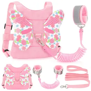 Toddlers Leash + Anti Lost Wrist Link Child Kids Safety Harness Kids Walking Wristband Assistant Strap Belt for Girl Pink Christmas Gift