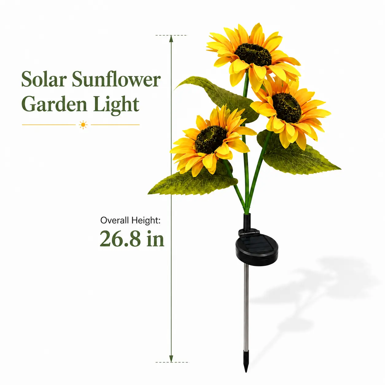 LED Solar Sunflower Garden Stake Lights - 2/4/6 Packs, 14cm Large Flower Heads, 65cm Tall, IP65 Waterproof Realistic Decor for Lawn, Patio, Light