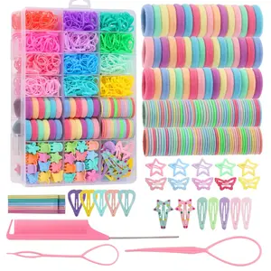 Hair Ties, Hair Accessories for Girls, 1350P Colorful Hair Ties Set with 72P Hair Clips, Bobby Pins for , Butterfly Hair Clips for , Hair Barrettes with Hair Comb Set & Organizer Box