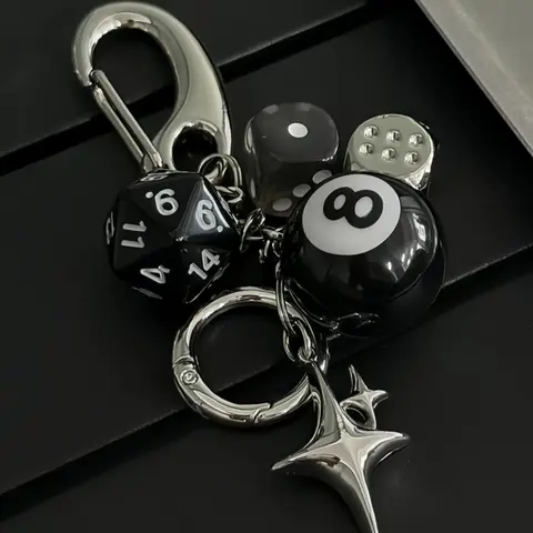 Star & Dice & Billiard Ball Design Keychain, Fashionable Keychain for Car Keys for Women & Men, Trendy All-match Keychain for Birthday Gift, Cool Keychains, Charismatic Keychain, Keyrings For Keys, Key Rings