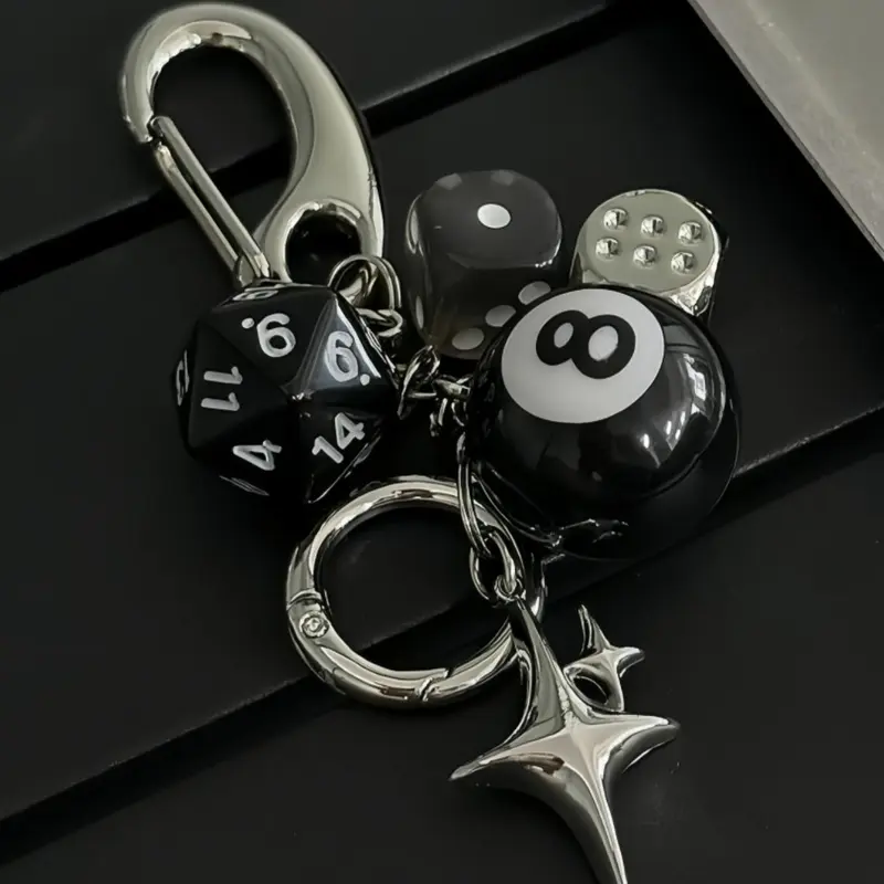 Star & Dice & Billiard Ball Design Keychain, Fashionable Keychain for Car Keys for Women & Men, Trendy All-match Keychain for Birthday Gift, Cool Keychains, Charismatic Keychain, Keyrings For Keys, Key Rings