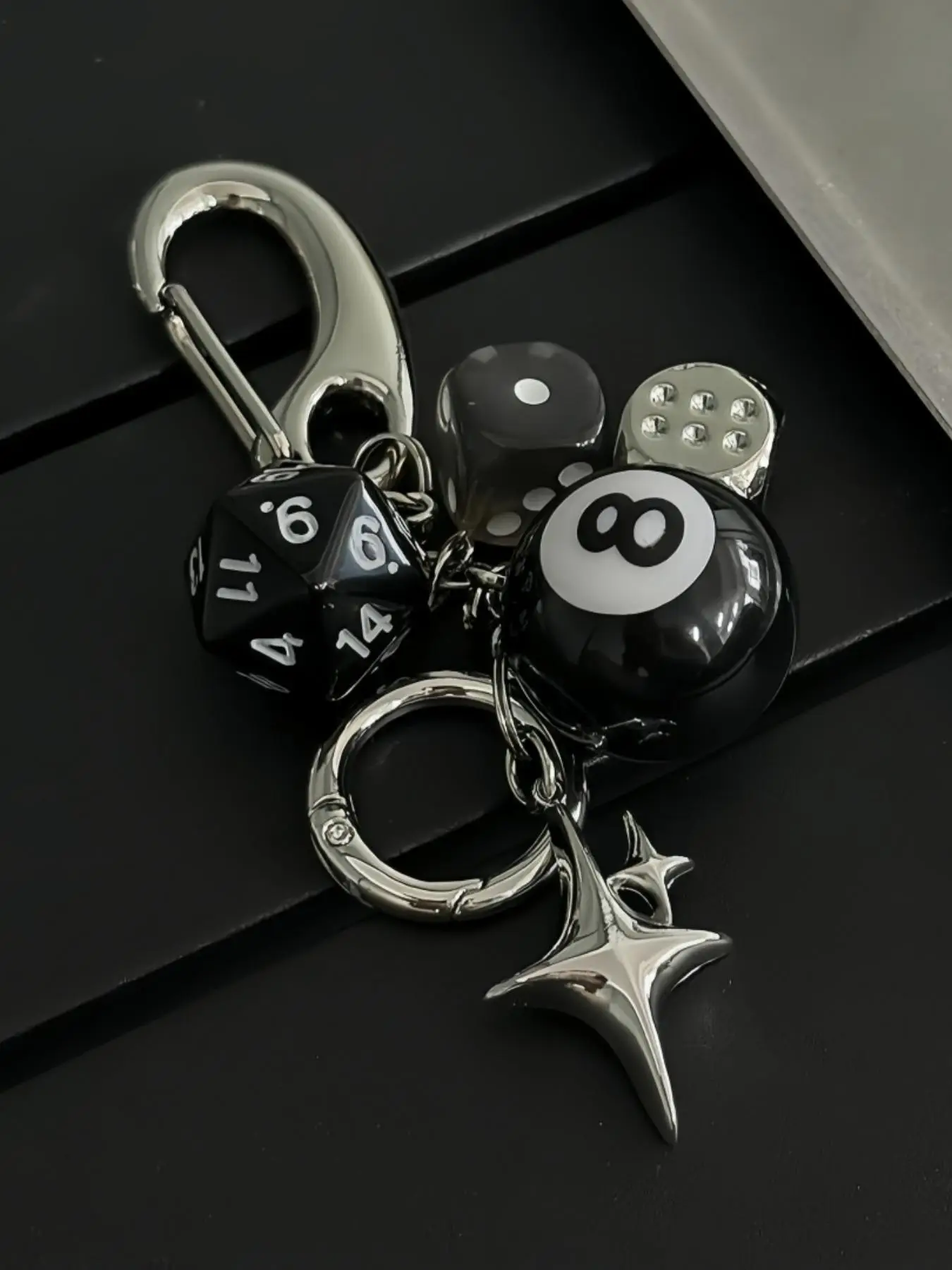 Star & Dice & Billiard Ball Design Keychain, Fashionable Keychain for Car Keys for Women & Men, Trendy All-match Keychain for Birthday Gift, Keychain
