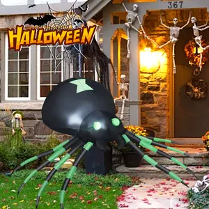 7.2 FT Width Halloween Inflatable Spider Outdoor Decoration with Built-in LED Lights, Spider Blow Up Yard Inflatables for Outdoor Lawn Garden Yard and Holiday Decor