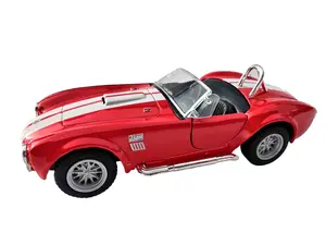 KINSMART 1965 Shelby Cobra 427 S/C Die-Cast Model Car 1:32 Scale 5" x 2" x 1.5" Pull-Back & Go Action Openable Doors Officially Licensed Classic Toy
