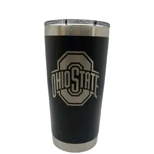 Ohio State Laser Engraved Yeti Tumbler 20oz - Black Design with Ohio State Logo, Ideal for Drinkware