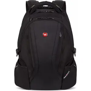SwissGear 3760 ScanSmart Laptop Backpack Black High-Capacity Travel Bag with Swiss Cross Logo