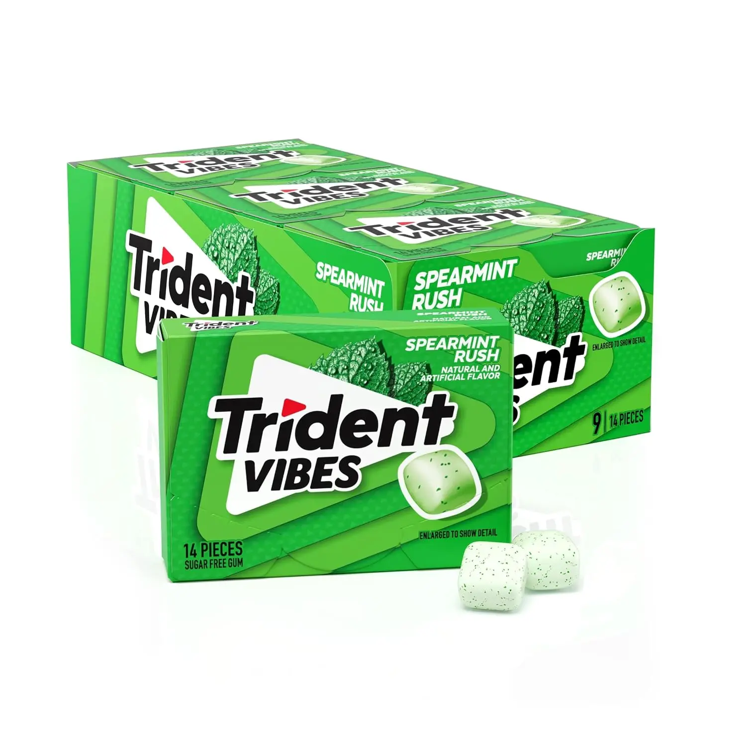 Trident Vibes Spearmint Rush Sugar-Free Chewing Gum, 14 Pieces (Pack of 9)