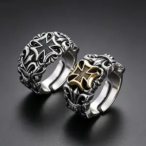 Cross Men's Ring, Niche and Versatile, Open Design, Personalized and Adjustable Ring