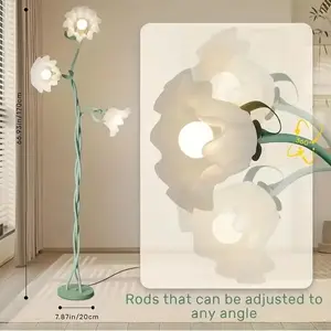 Floor Lamp with Flower, Living Room LED High Reading Light with 3 Color Modes, Flexible Goose Neck Angle Standing Lamp with LED Bulb for Home Bedroom Office Decoration chandelier lamps lights lamp lights for bedroom night light lamps bedroom Best Sellers
