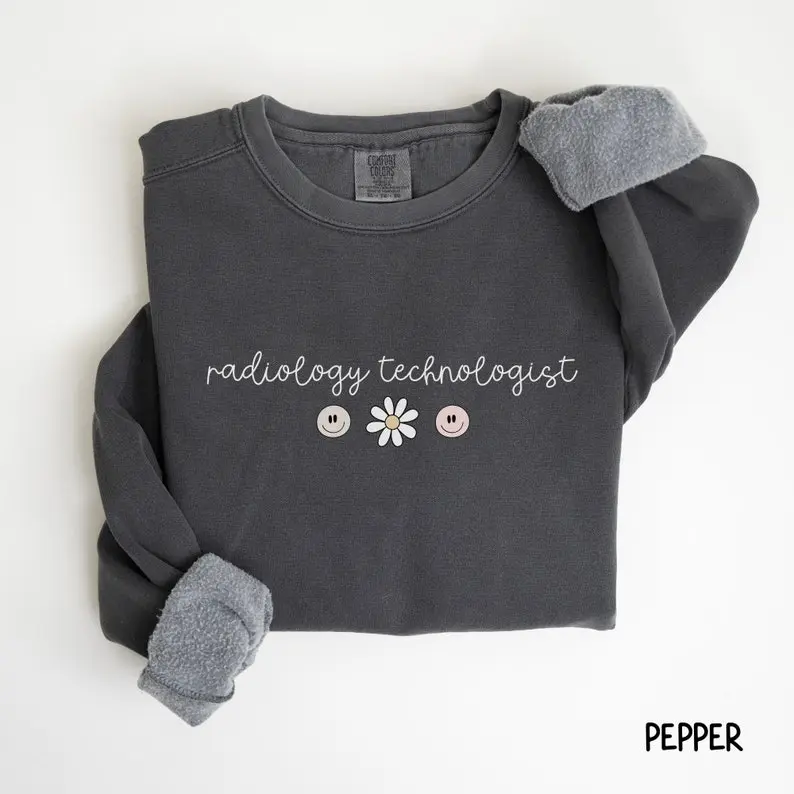 Embroidered  Radiology Technologist  ® Sweatshirt Rad Tech Xray Tech Crewneck Gift Rad Technologist Radiology Aesthetic Trendy Sweater Smile
