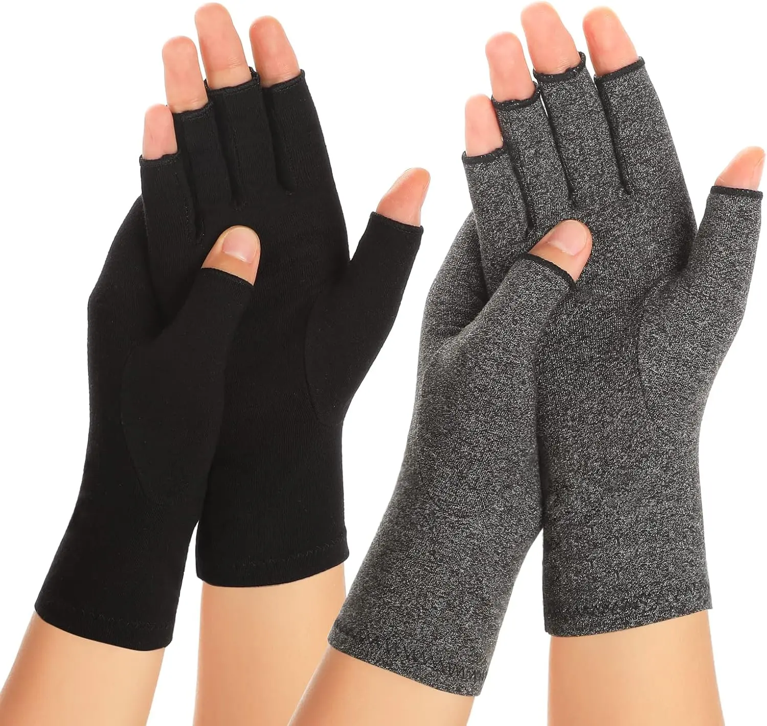 Fingerless Arthritis Gloves for Men and Women, Breathable Elastane Compression Support with Thumb Brace for Daily Use and Carpal Tunnel Relief, Everyday, Carpal Tunnel Sufferers, Clothes, Casual, Black Fingerless Gloves, Plain, Multi-Size, Moisture-Wick,,