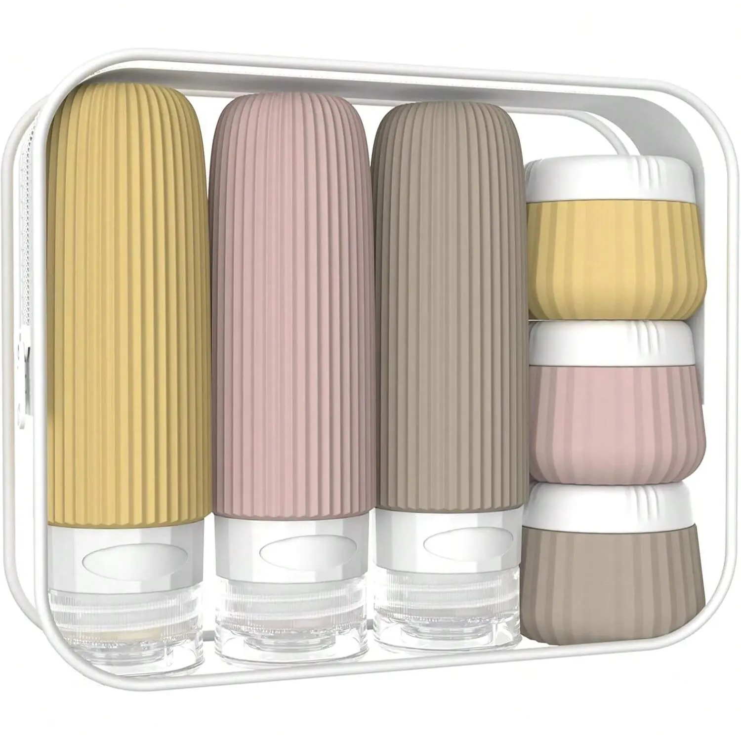 Travel Essentials Set, Tsa Approved Travel Bottles & Reusable Containers Kit, Storage Organizer, Leak-Proof Silicone Refillable Bottles, Must-Have for Boats & Trips, Travel Dispenser Bottle