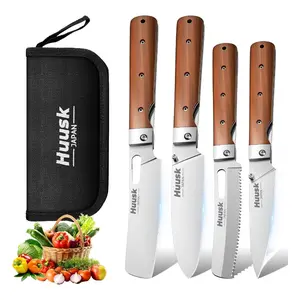 Huusk Folding Chef Knife Set - Wood Handle, Portable Kitchen Knife for BBQ – Perfect Father's Day  Gift!,FallFreshness,Christmas Gift