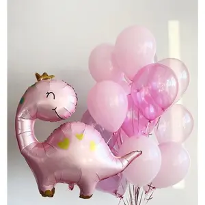 Adorable Pastel Pink Dinosaur Balloon Set - Ideal for Birthday Celebrations and Baby Showers