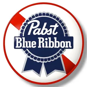 Pabst Blue Ribbon PBR 16" Round Dome-Shaped Glossy Metal Bar Sign, Retro Wall Hanging Plaque for Man Cave, Home Decor, Gift
