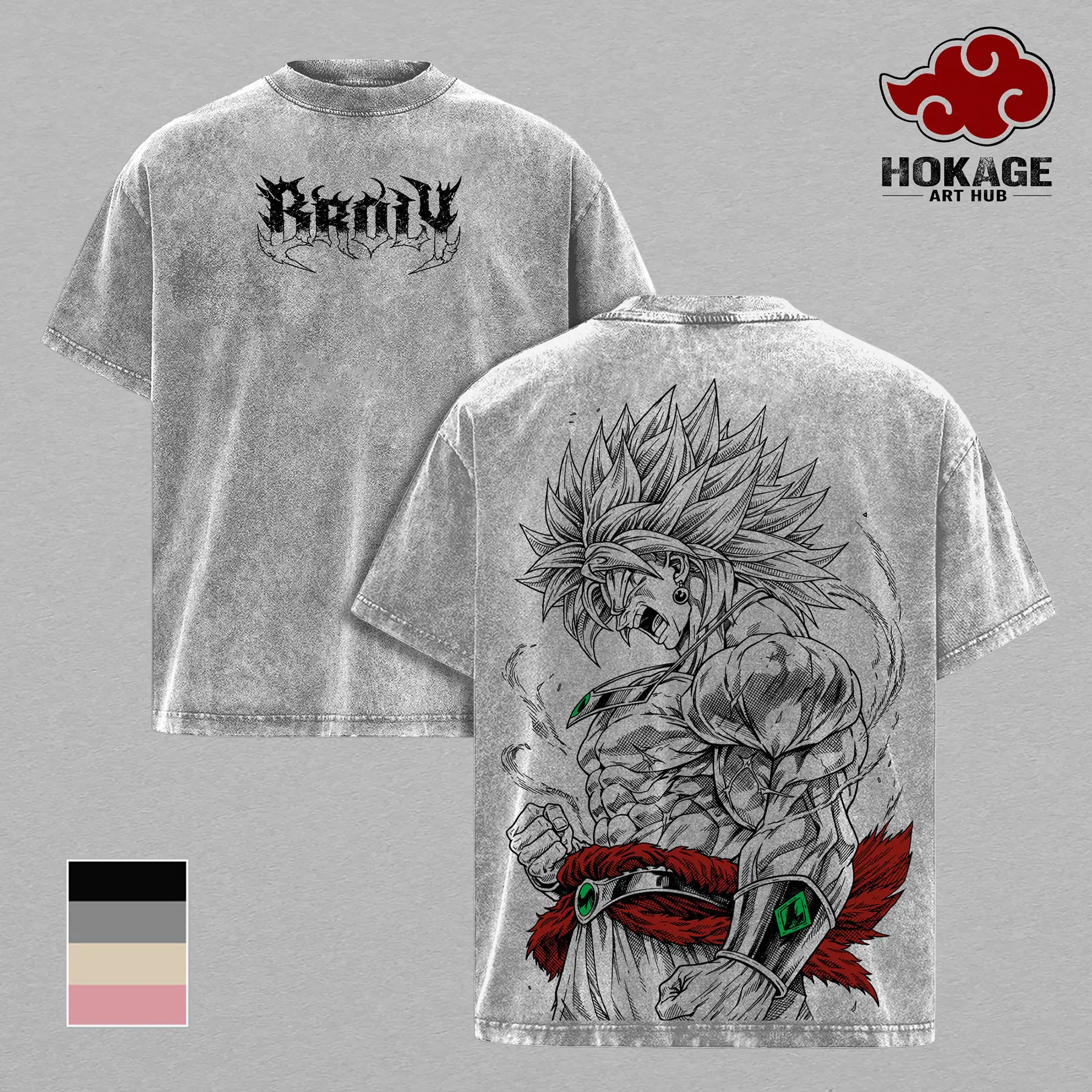 Broly - The Legendary Vintage Washed Oversized Graphic Tee | DBZ Double Printed T-Shirt & Hoodie | Heavyweight Cotton Unisex Streetwear Top | Gym Pump Cover | Gift for Anime Fans Fabric Menswear
