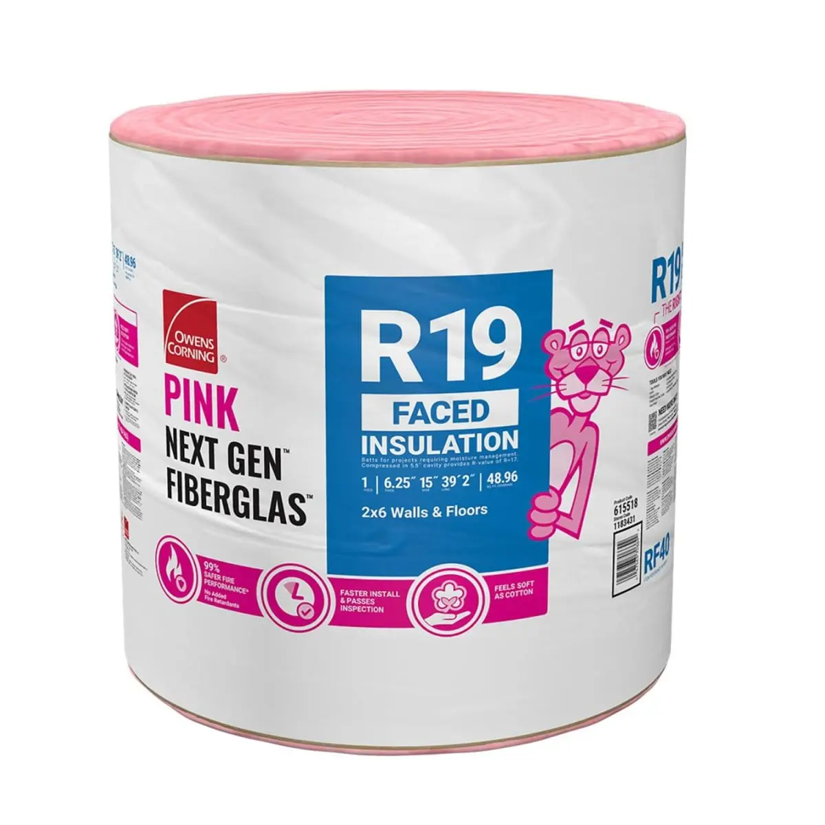 Alexandria Moulding 5062904 Ecotouch High-Performance Fiberglass Insulation Roll - R-19 Kraft Faced, 15x470 in, 48.96 sq ft, Comfortable, Energy-Efficient Home Improvement Insulation