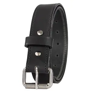 Water Buffalo Black & Grey Leather Belt, 1.25" wide