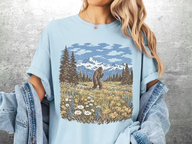 Sasquatch Shirt, Funny Cryptid Tee, Oversized, Womens, Mens