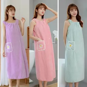 Soft Absorbent Bathrobe, Wearable Bath Skirt for Women, Bath Towel for Home and Travel