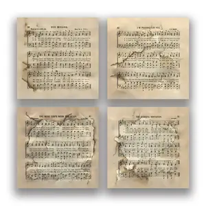Hymnal Pages Retro Gothic 1/4pcs 3x3 inch Sticky Notes set, Vintage Memo Pads with High-Adhesive Self Adhesive Sticker, Post Reusable Tearable it Notes for Journal Planners Office School Home, Bulk Retro Stationery Gift
