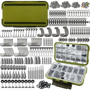 Fishing Accessories Kit, 264/423PCS Fishing Tackle Box with Hooks, Weights, Sinkers for Bass Trout, Gifts for Men,Kids