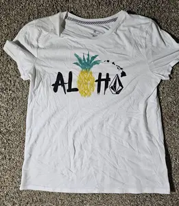 Volcom Aloha Pineapple T-Shirt M(8) White Hawaiian Surf