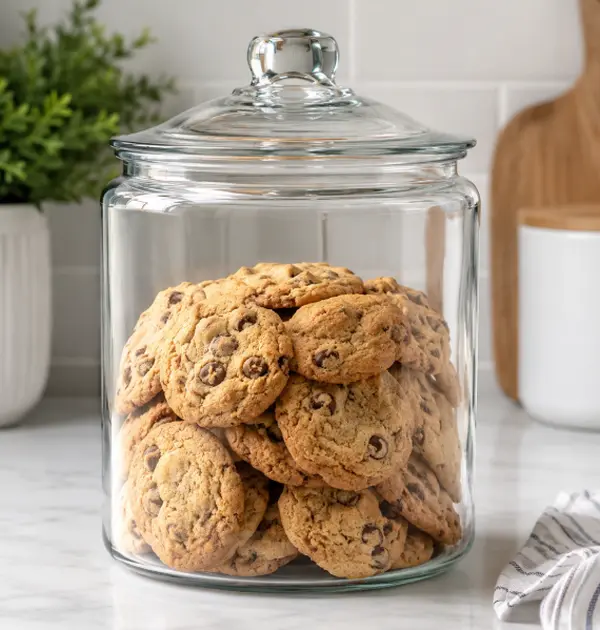 75 oz Glass Storage Jar with Lid, Clear Food Storage Container for Cookies, Candy, Snacks & Coffee Bar, Airtight Kitchen Canister for Pantry Organization & Countertop Storage