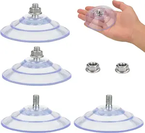 Accencyc Upgraded Large Suction Cup with Screws 3.4"/85Mm Plastic Suction Pads 4 Pack Clear PVC Sucker Pads with M8 Screw Nut Extra Strong Adhesive Glass Suction Holder AccEncyc