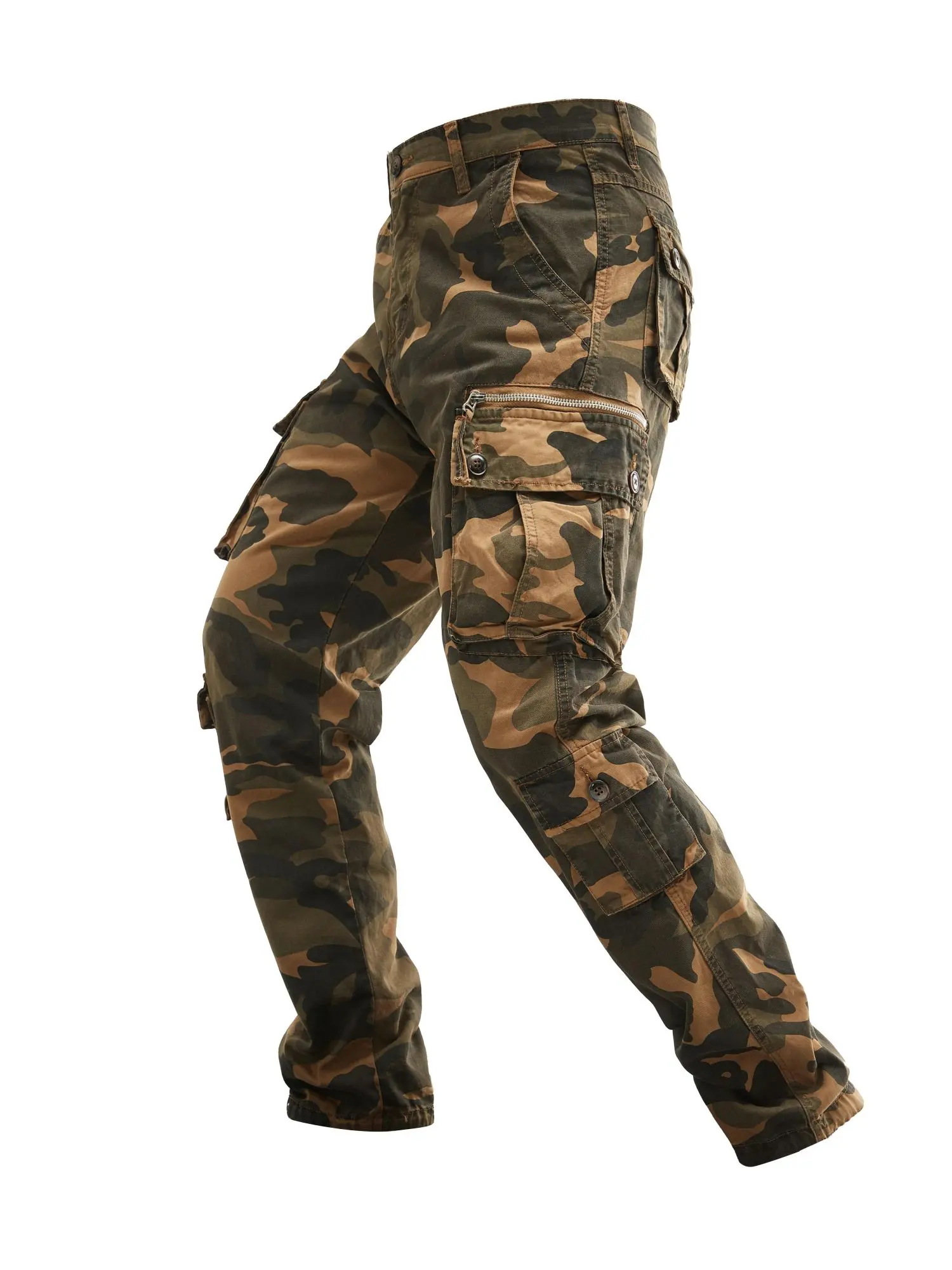 Men's cotton wash camouflage printed outdoor multi-pocket overalls are suitable for camping, mountain fishing and other outdoor activities Camo Joggers Tactical Joggers