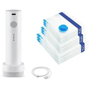 12 Pack Vacuum Seal Bags with Rechargeable Air Pump for Clothing, Vacuum Storage Bags for Clothing, Vacuum Seal Bags for Clothing Travel, Space Saver Vacuum Storage Bags, White